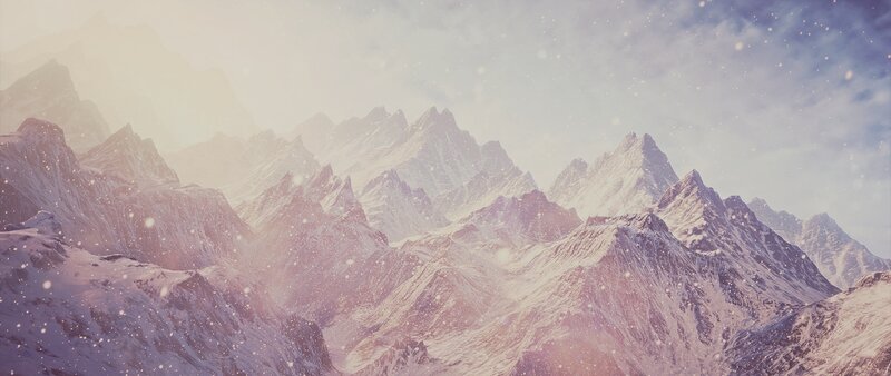 Snow-covered Mountain Range — White, Serene, Winter, Digital Art, Mountains