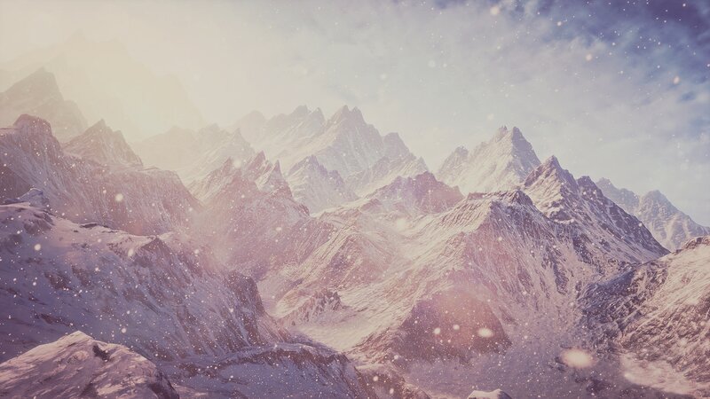 Snow-covered Mountain Range — White, Serene, Winter, Digital Art