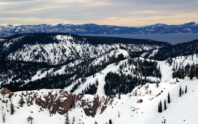 Snow-covered Mountain Range — White, Serene, Winter, Photograph, Lake