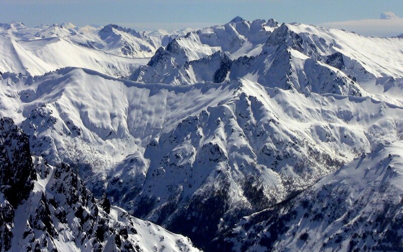 Snow-covered Mountain Range — White, Serene, Winter, Photograph, Mountains, Snow, Sky, Blue, Black