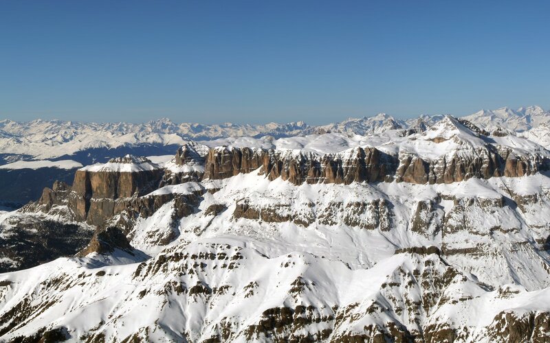 Snow-covered Mountain Range — White, Serene, Winter, Photograph, Mountains, Snow, Sky, Blue, Brown