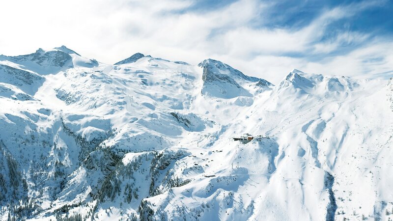 Snow-covered Mountain Range — White, Serene, Winter, Photograph, Skier, Ski Lift