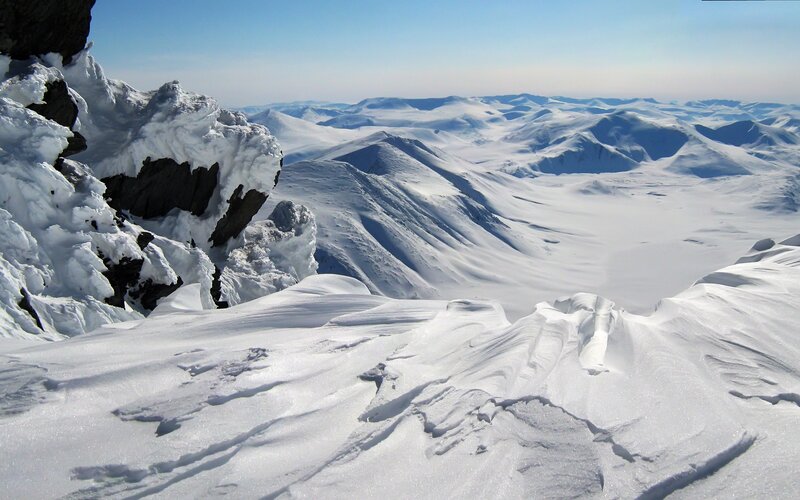 Snow-covered Mountain Range — White, Serene, Winter, Photograph, Snow, Mountains