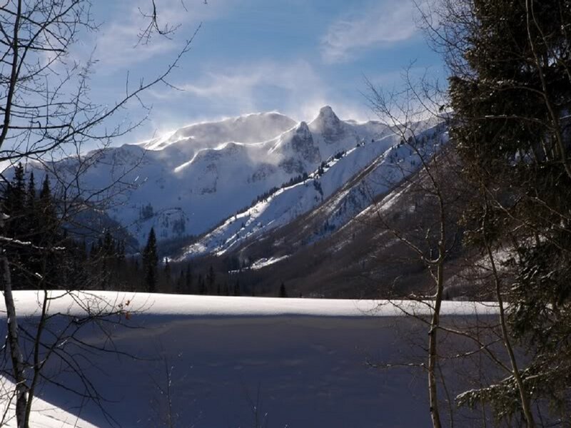 Snow-covered Mountain Range — White, Serene, Winter, Photograph, Trees