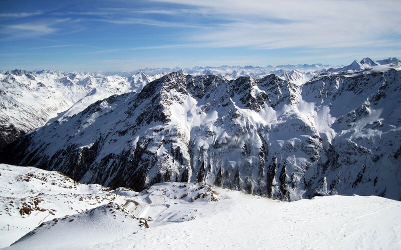Snow-covered Mountain Range — White, Sky