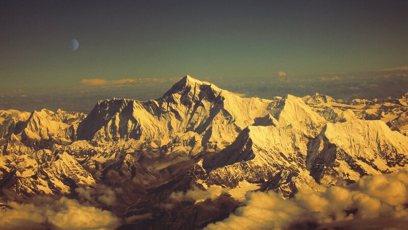 Snow-covered Mountain Range — Yellow, Serene