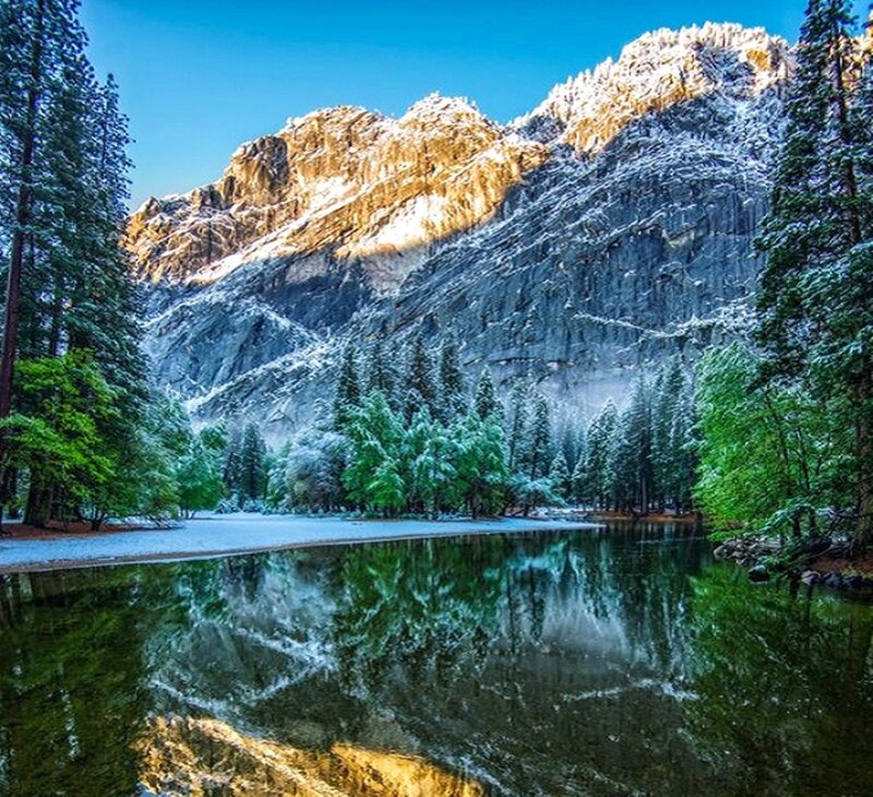Snow-covered Mountain Reflection — Blue