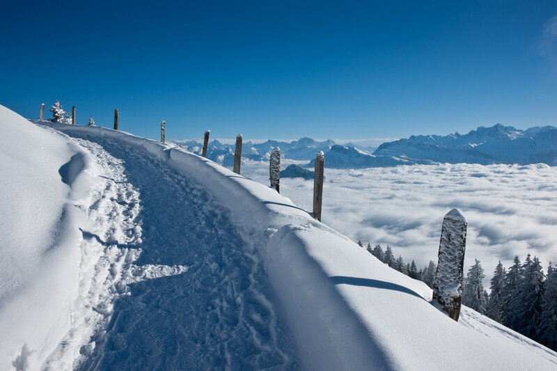 Snow-covered Mountain Ridge — Blue