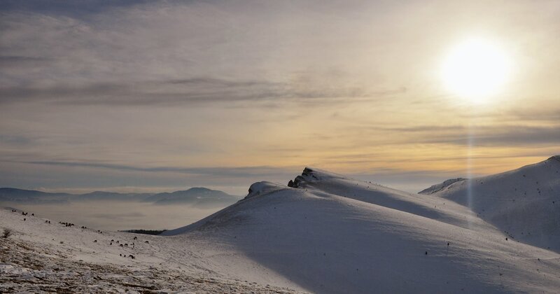 Snow-covered Mountain Ridge — White