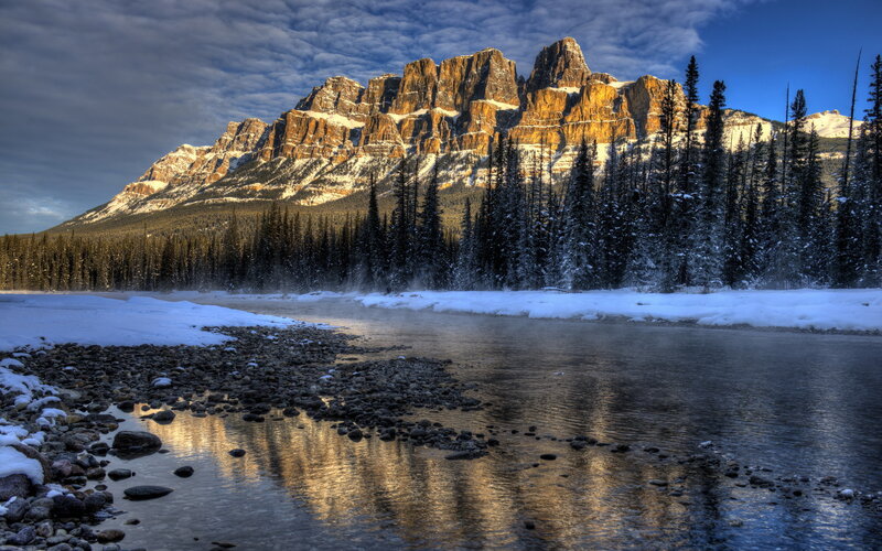 Snow-covered Mountain River — Blue, Dramatic