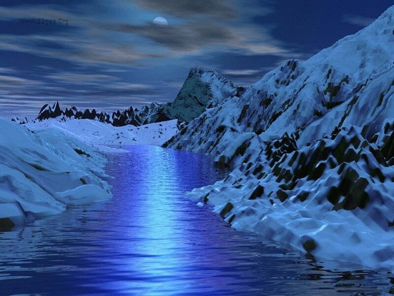 Snow-covered Mountain River
