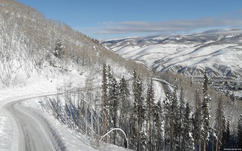 Snow-covered Mountain Road — White
