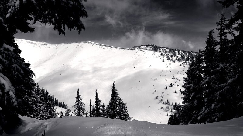 Snow-covered Mountain Slope — Black, Dramatic