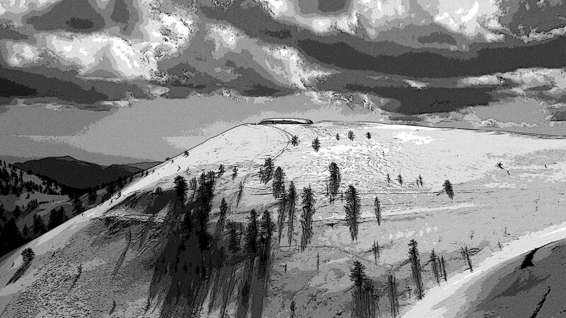 Snow-covered Mountain Slope — Black
