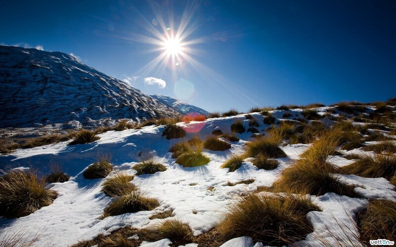 Snow-covered Mountain Slope — Blue, Dramatic, Afternoon, Photograph