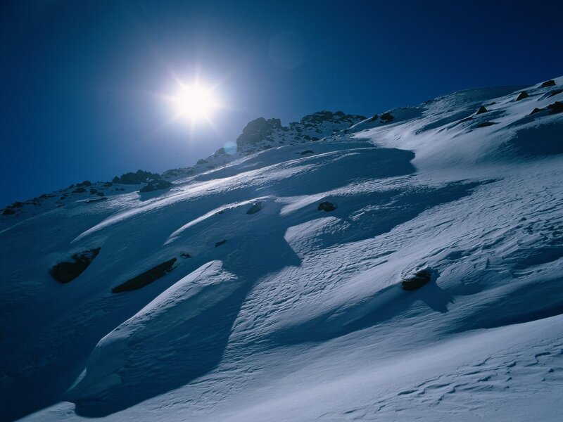 Snow-covered Mountain Slope — Blue, Dramatic, Afternoon