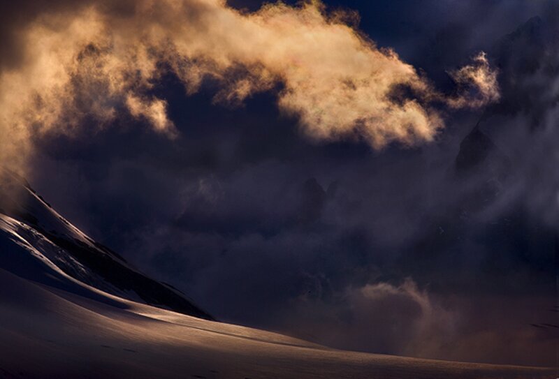 Snow-covered Mountain Slope — Dark Blue
