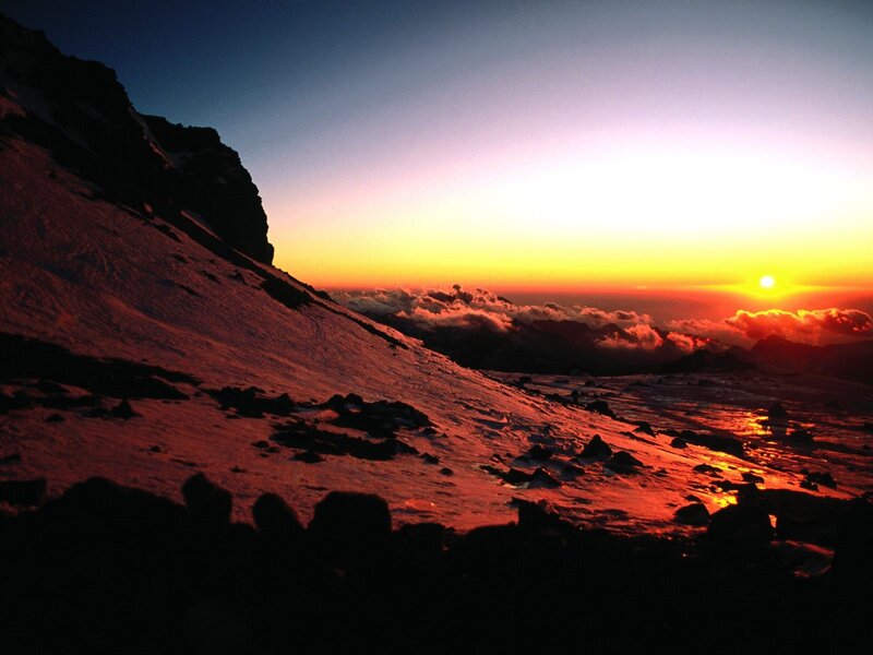 Snow-covered Mountain Slope — Red