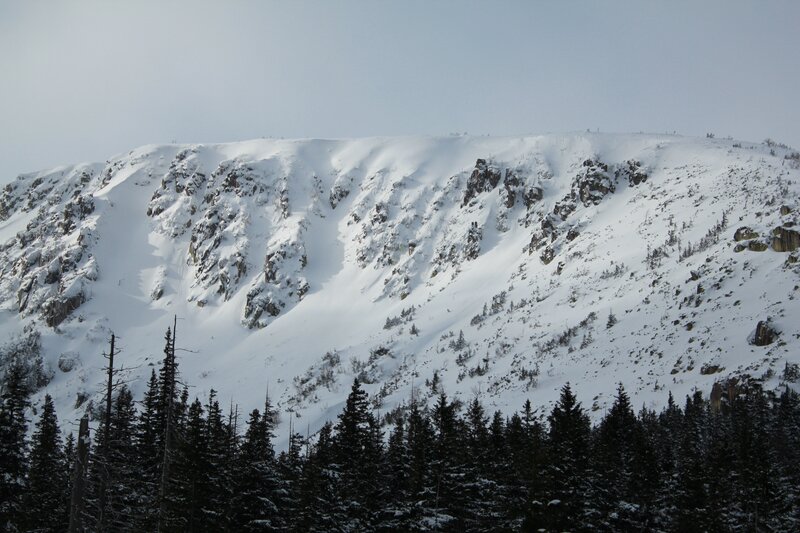 Snow-covered Mountain Slope — White, Cold, Winter, Photograph, Trees, Rocks