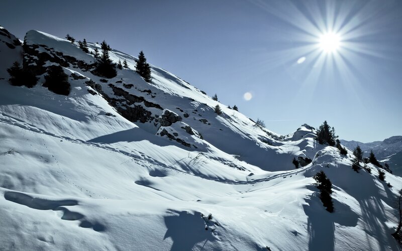 Snow-covered Mountain Slope — White, Dramatic, Winter, Photograph