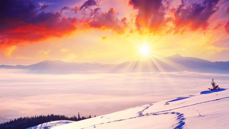 Snow-covered Mountain Slope — Yellow, Dramatic