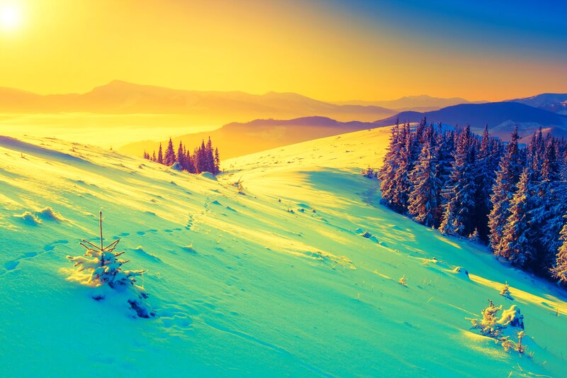 Snow-covered Mountain Slope — Yellow