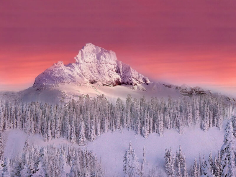 Snow-covered Mountain — Sunset
