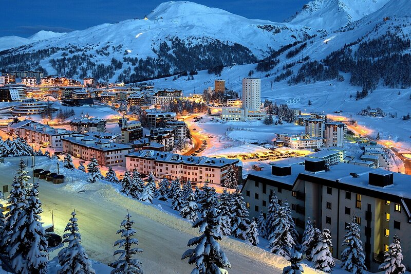 Snow-covered Mountain Town