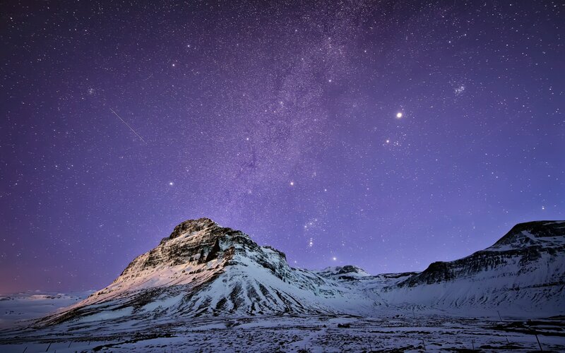 Snow-covered Mountain under Stars
