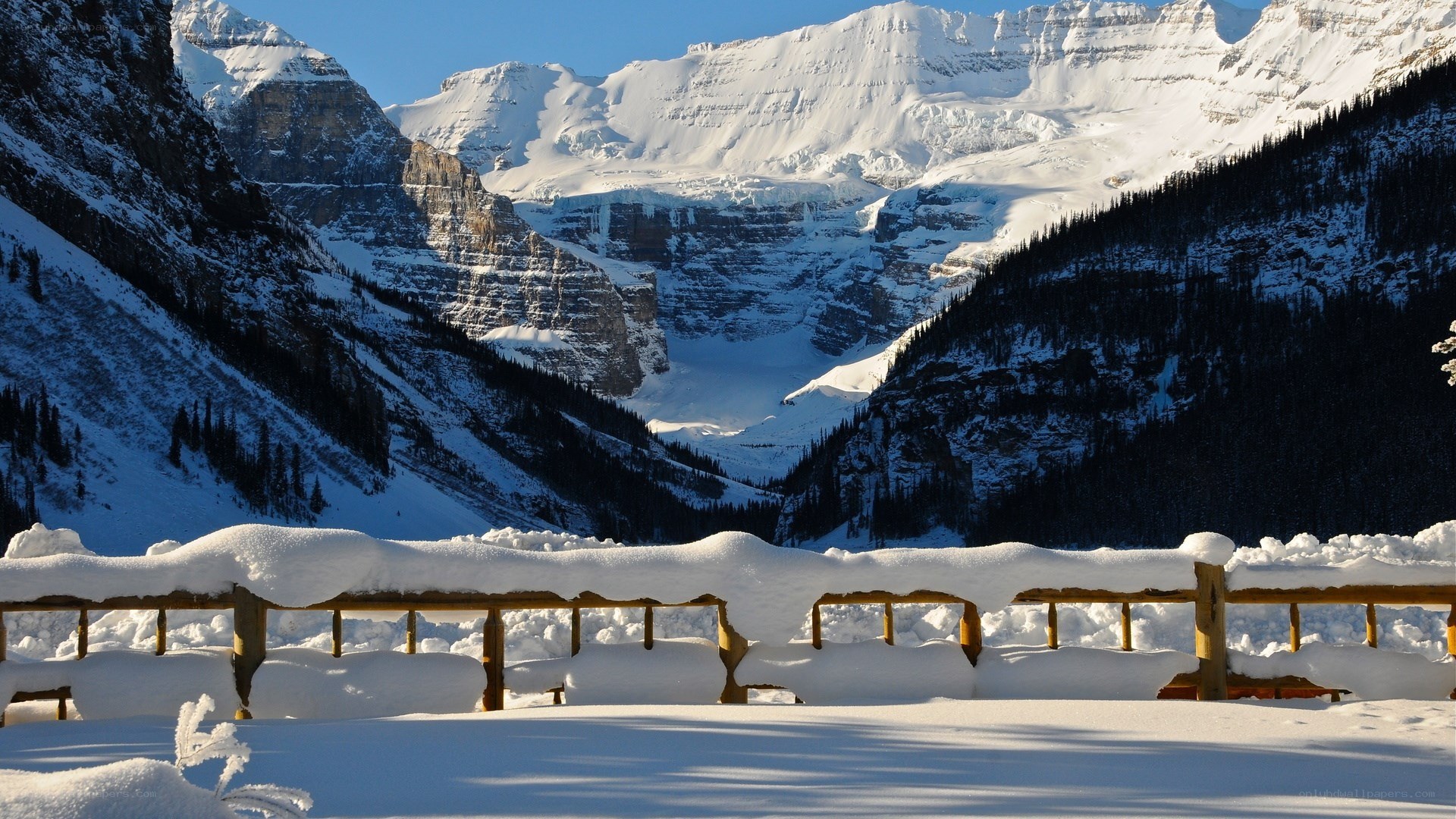 Snow-covered mountain valley