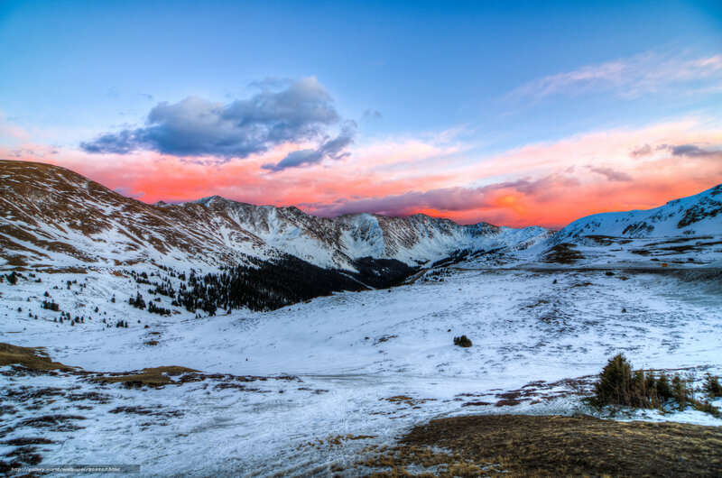 Snow-covered Mountain Valley — Blue, Dramatic, Sunset, Photograph