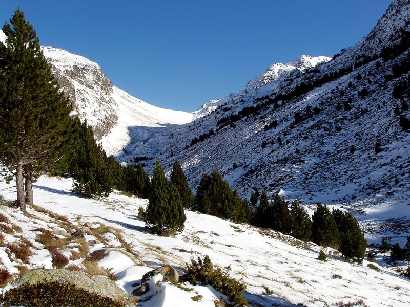 Snow-covered Mountain Valley — Blue