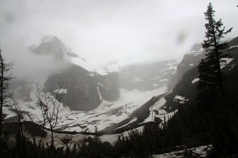 Snow-covered Mountain Valley — Gray