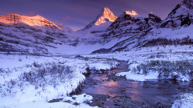 Snow-covered Mountain Valley — Purple, Serene