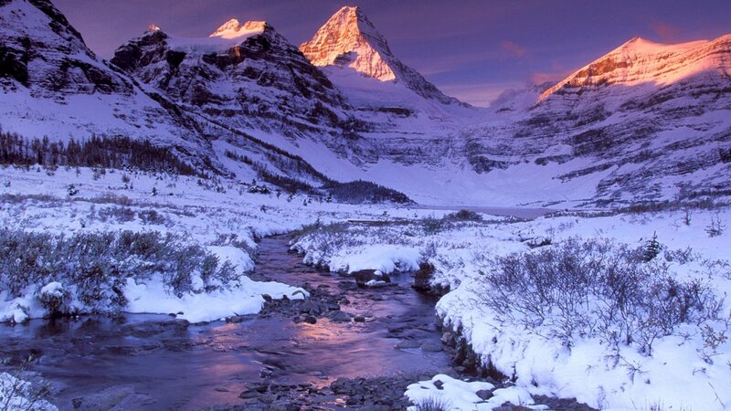 Snow-covered Mountain Valley — Purple