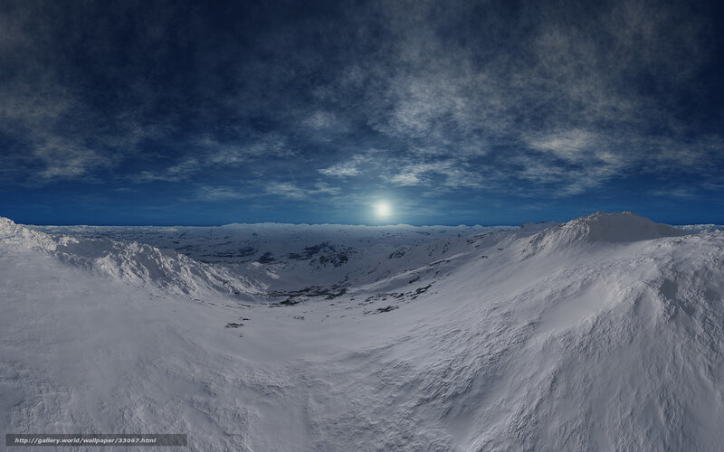Snow-covered Mountain Valley — White, Dramatic, Night