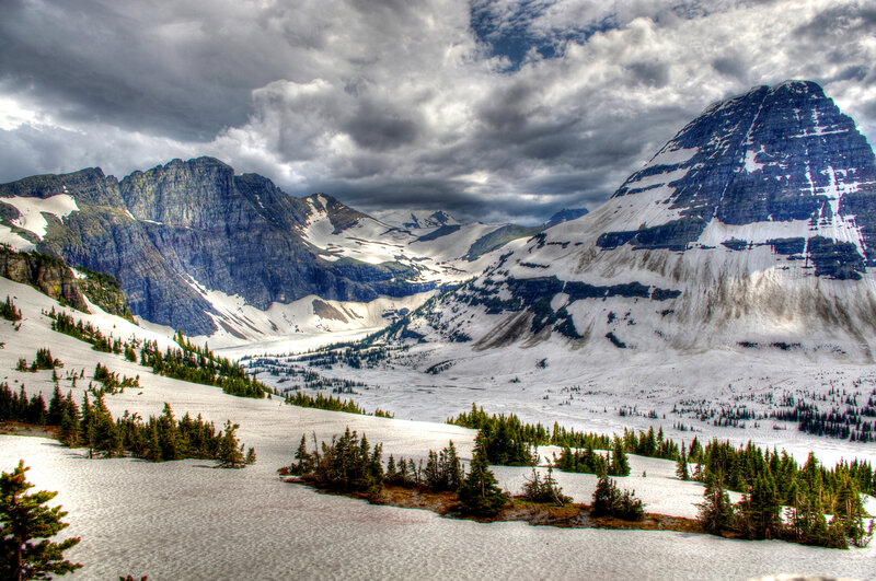 Snow-covered Mountain Valley — White, Dramatic, Winter, Photograph, Mountains, Snow