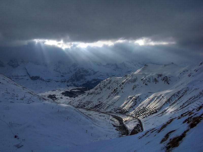 Snow-covered Mountain Valley — White, Dramatic, Winter, Photograph