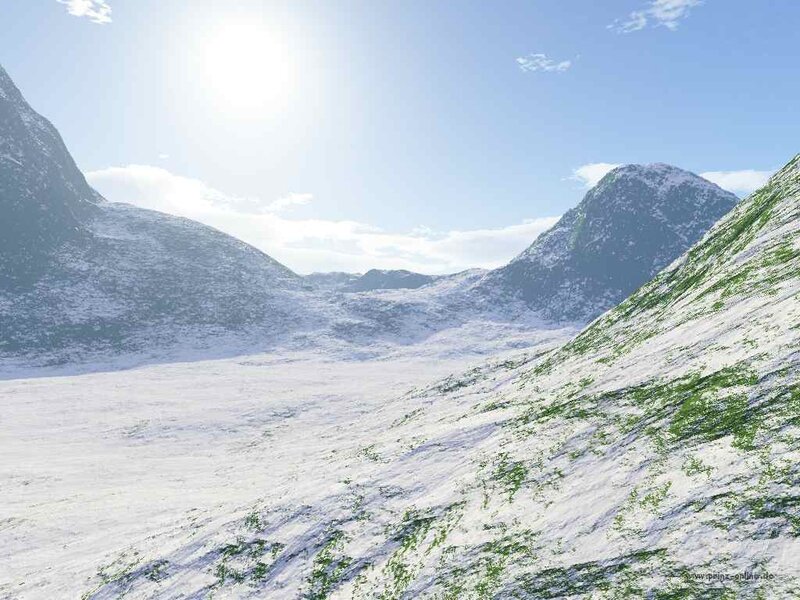 Snow-covered Mountain Valley — White, Serene, Afternoon