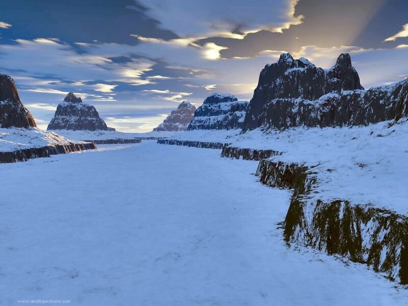 Snow-covered Mountain Valley — White, Serene, Winter