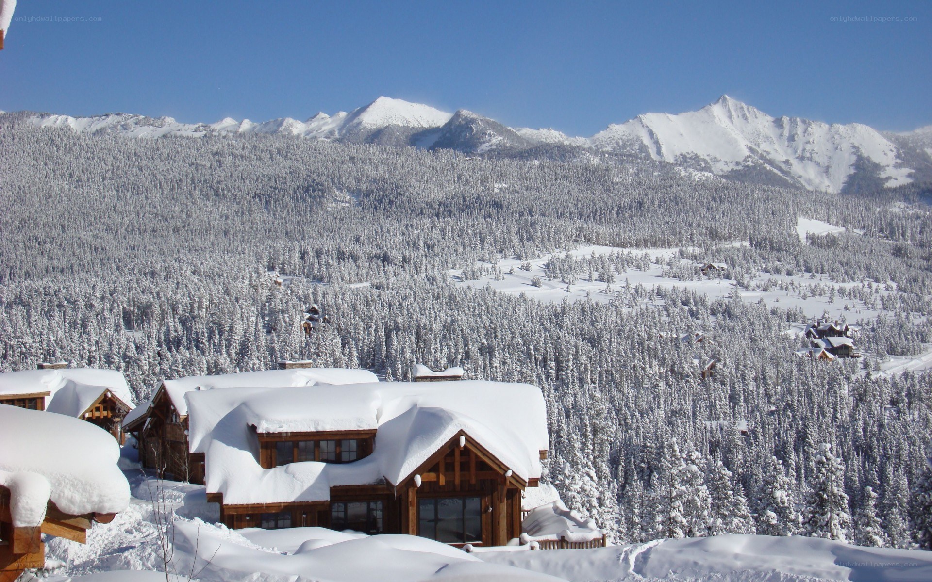 Snow-covered mountain village