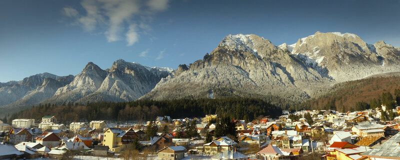 Snow-covered Mountain Village — Blue, Serene