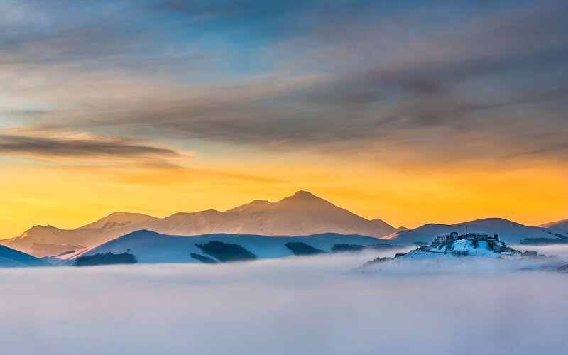 Snow-covered Mountain Village — Orange, Serene