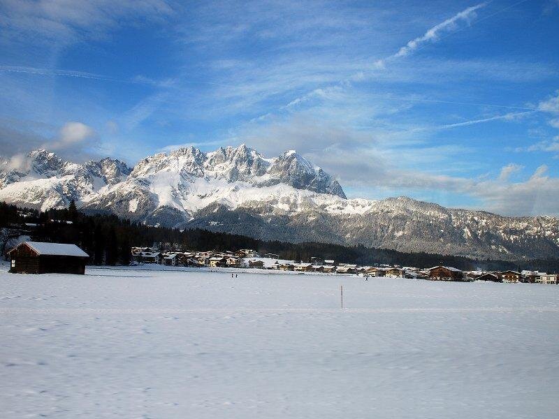 Snow-covered Mountain Village — White, Serene, Winter, Photograph, Mountains