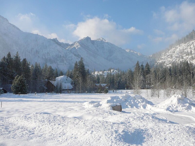 Snow-covered Mountain Village — White, Serene, Winter