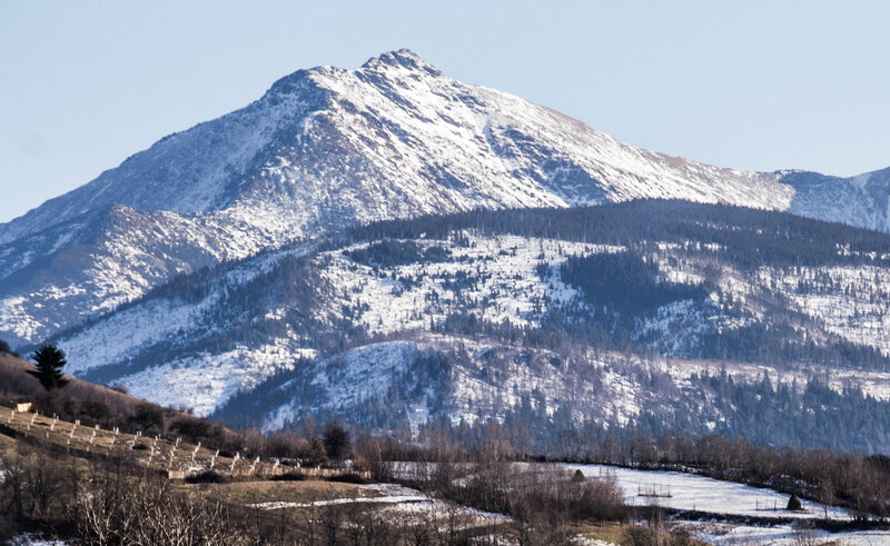 Snow-covered Mountain — White, Serene, Winter, Photograph, Forest