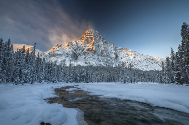 Snow-covered Mountain — White, Serene, Winter, Photograph, River