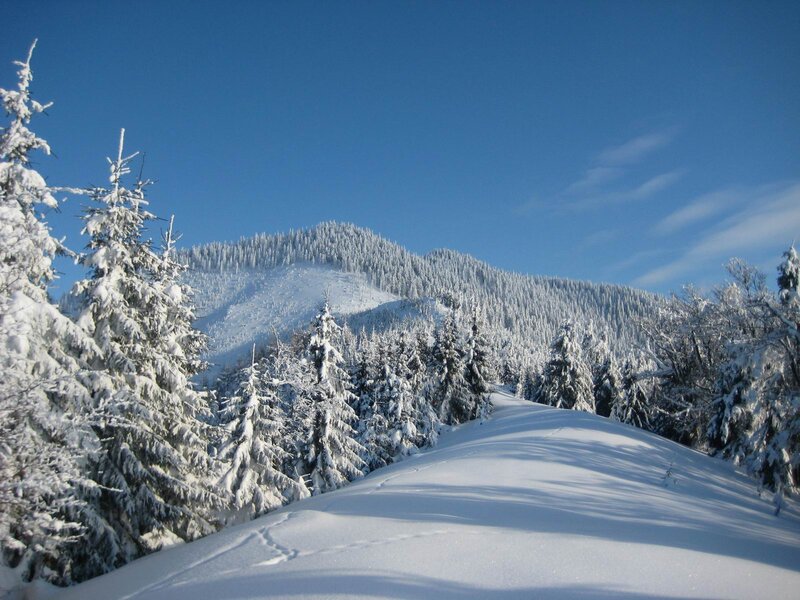 Snow-covered Mountain — White, Serene, Winter, Photograph