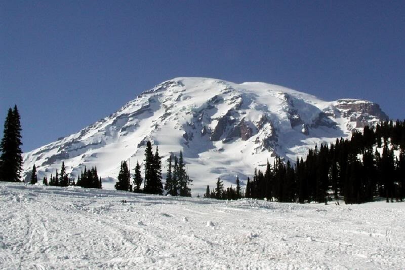 Snow-covered Mountain — White, Serene, Winter