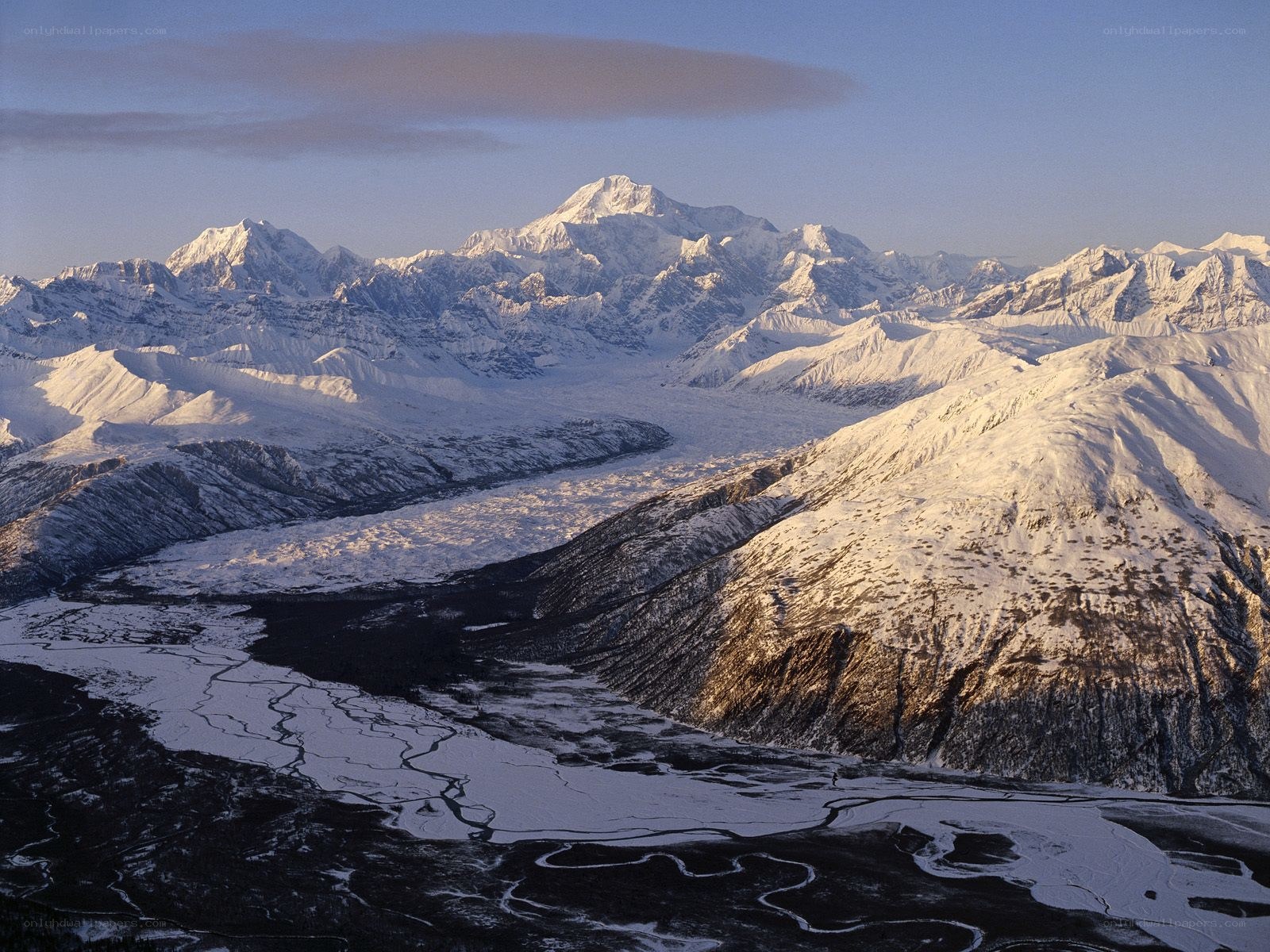 snow-covered mountains and glacier